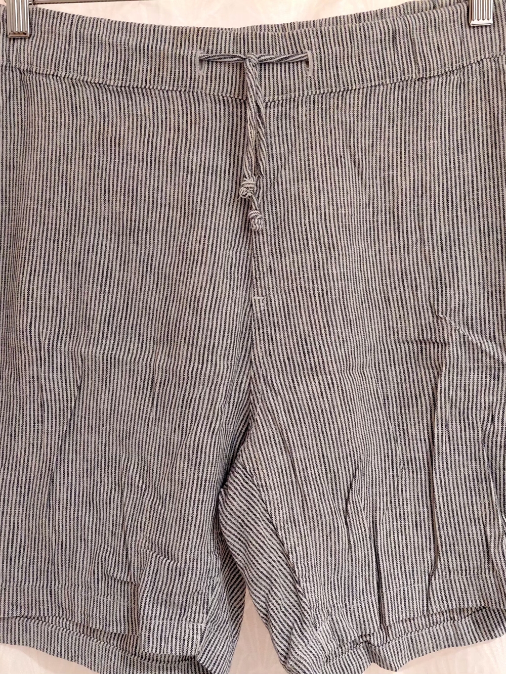 Onia Navy Blue Black & White Micro-Stripe Flat Front Drawstring Shorts 36W